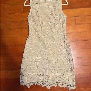 ECI Cream Lace Mini Dress - Sleeveless Floral Sheath